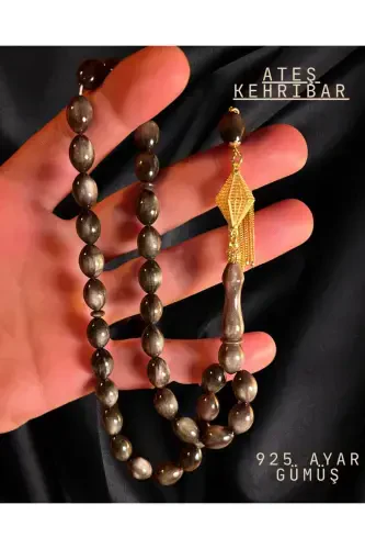 Handmade Fire Amber Tesbih – Silver Design And Elegance - 1