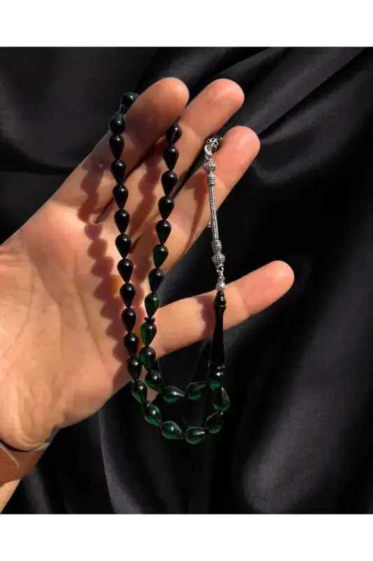 Handmade Fire Amber Tesbih – Silver Design and Elegance - 4