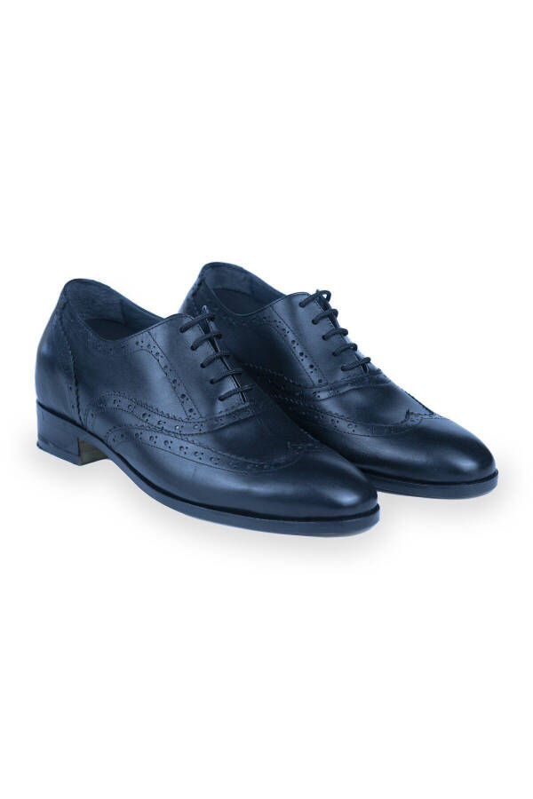 Handmade Genuine Leather Brogue Model Men's Shoes with Hidden Heel for Height Increase, 7/ 9 Cm - 8