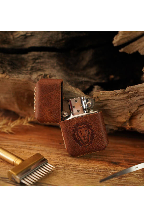 Handmade Genuine Leather Zippo Style Lighter Personalized for Father's Day - 3