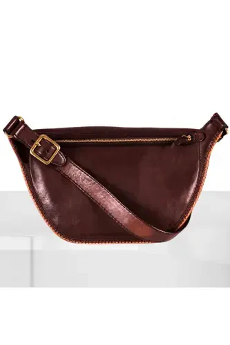 Handmade Leather Belt Bag (Selp)-BROWN - 4