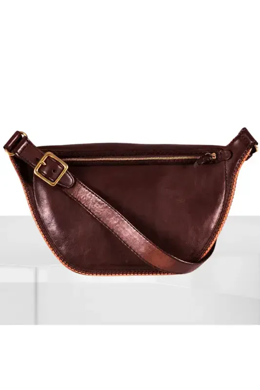 Handmade Leather Belt Bag (Selp)-BROWN - 4