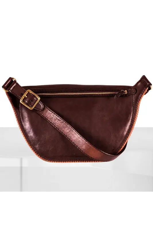 Handmade Leather Waist Bag (Selp) - BROWN - 4