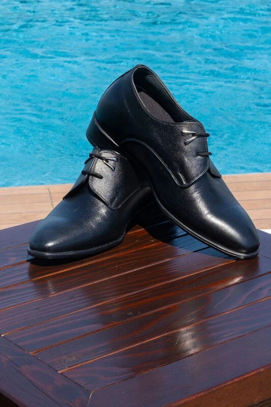 Handmade Oxford Model Double Lace Men's Shoes with Hidden Heel for Height Increase (7/ 9 Cm) - ELEVOLD