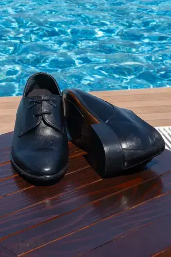 Handmade Oxford Model Double Lace Men's Shoes with Hidden Heel for Height Increase (7/ 9 Cm) - 3