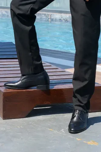 Handmade Oxford Model Double Lace Men's Shoes with Hidden Heel for Height Increase (7/ 9 Cm) - 5