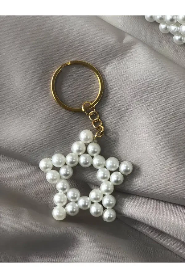 Handmade Pearl Star Keychain (8 MM PEARL) Bulk Orders Accepted - 16