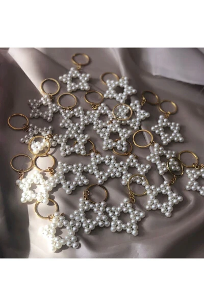 Handmade Pearl Star Keychain (8 MM PEARL) Bulk Orders Accepted - 15