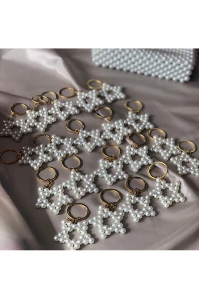 Handmade Pearl Star Keychain (8 MM PEARL) Bulk Orders Accepted - 9