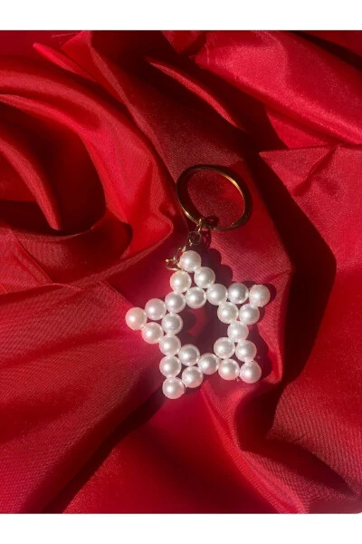 Handmade Pearl Star Keychain (8 MM PEARL) Bulk Orders Accepted - 3
