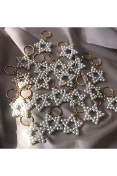 Handmade Pearl Star Keychain (8 MM PEARL) Bulk Orders Accepted - 5