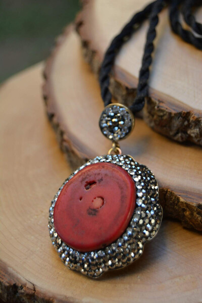 Handmade Red Coral Women's Necklace - 1