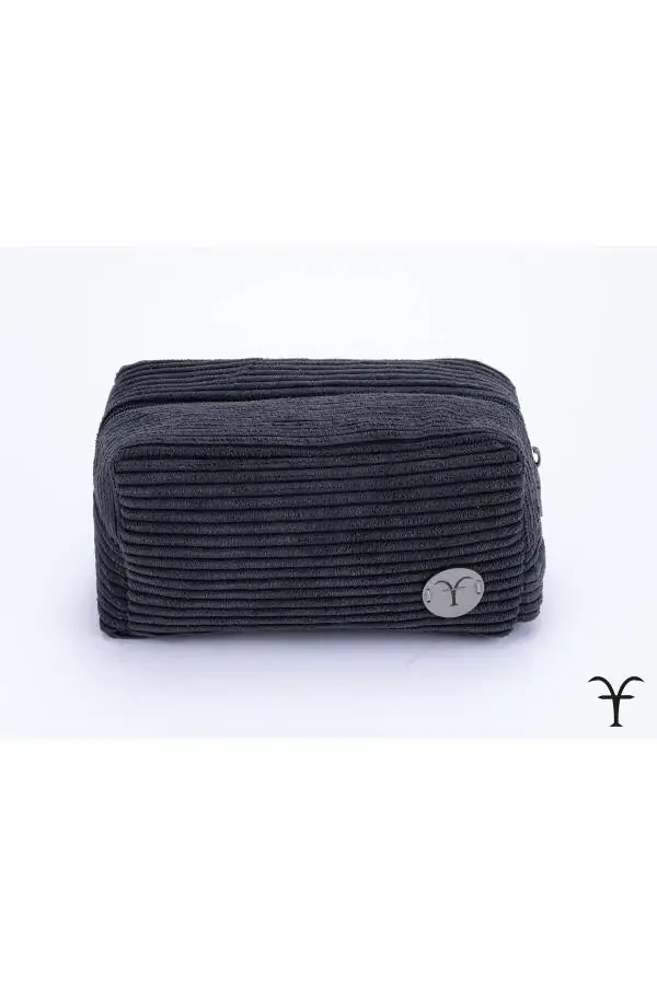 Handmade Thick Cord Velvet Accordion Makeup Bag - 2