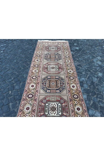 Handmade Wool Bünyan Chest Runner Carpet - 98x295 cm. - Rnr58 - Modazone (1)