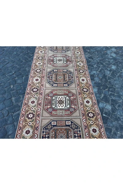 Handmade Wool Bünyan Chest Runner Carpet - 98x295 cm. - Rnr58 - 3