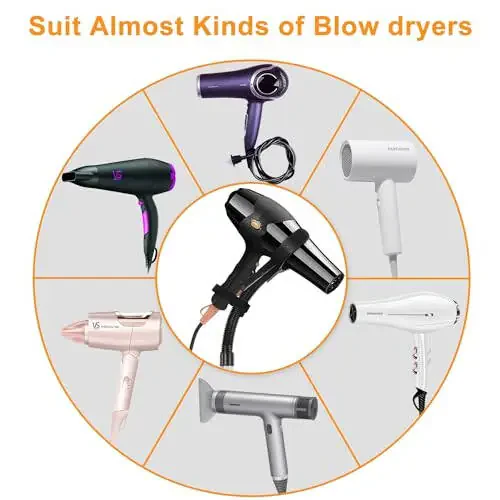 Hands Free Hair Dryer Holder, Blow Dryer Stand with 2 Detachable Heads, 360 Degree Rotating, Hair Dryer Standing, Hair Dryer Sit Under, Heavy Base, Adjustable Height - 4