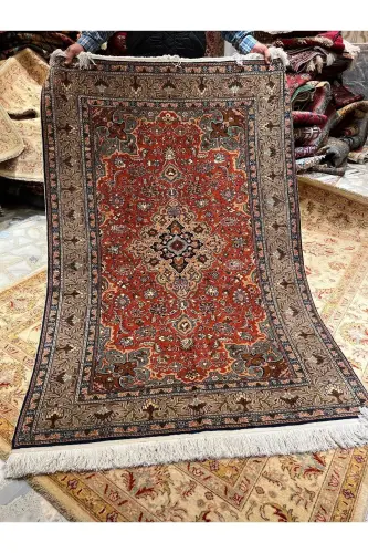 Handwoven Kayseri Hacılar Weaving First Class Quality Root Dye 1..20-Tile - 5