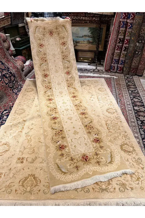 Handwoven Ottoman Usak runner silk wool blend 300x80 - 2