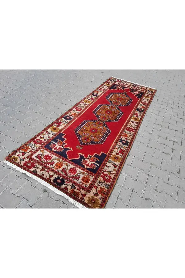 Handwoven Wool Yörük Carpet Runner - 111x292 Cm- Rnr128 - 3