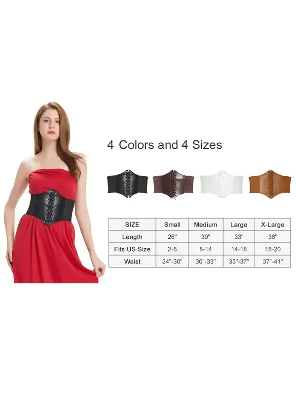 Hanerdun Women Lace-up Corset Waist Belt Stretch Wide Belts for Dress Cinch Waistband Tan M - HANERDUN