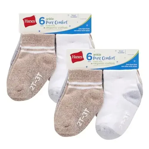 Hanes Baby and Toddler, Non-Slip Grip Ankle Socks, Boys' and Girls', Multipacks - 3