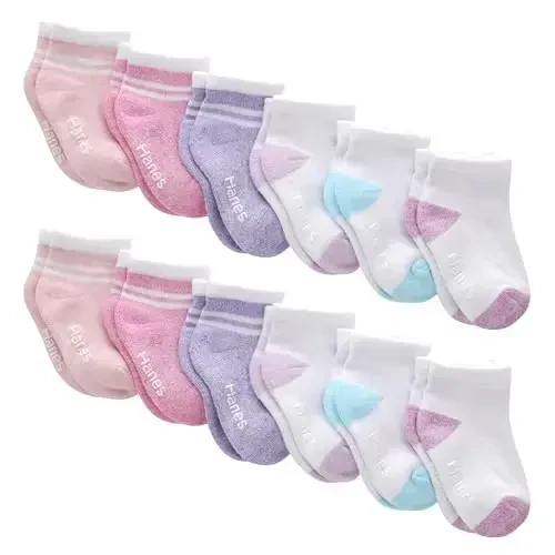 Hanes Baby and Toddler, Non-Slip Grip Ankle Socks, Boys' and Girls', Multipacks - 1