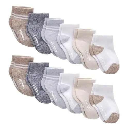 Hanes Baby and Toddler, Non-Slip Grip Ankle Socks, Boys' and Girls', Multipacks - 1