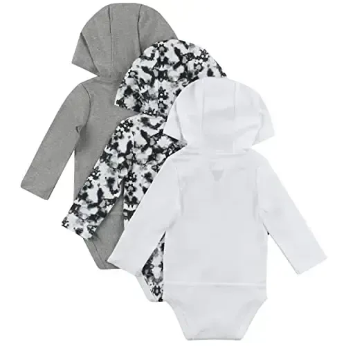 Hanes Baby and Toddler Ultimate Flexy Long Sleeve Bodysuit Hoodie (3 Pack) - MODAZONE (1)