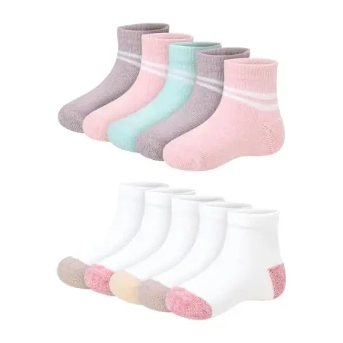 Hanes Baby Ankle and Low Cut Socks, 12-pack, Pure Comfort Socks for Infant & Toddler Girls and Boys - Organic Cotton Blend - 1