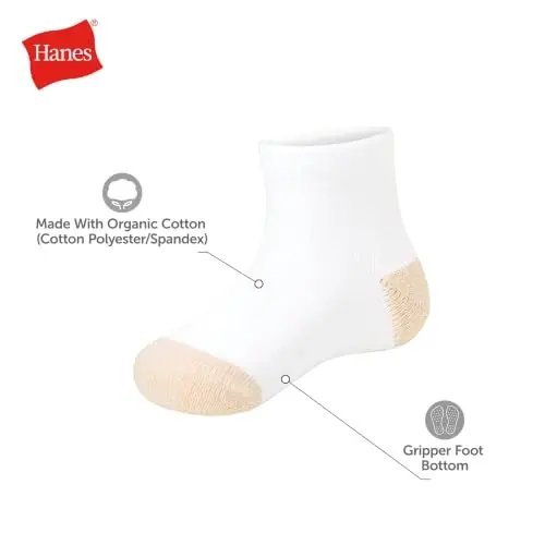 Hanes Baby Ankle and Low Cut Socks, 12-pack, Pure Comfort Socks for Infant & Toddler Girls and Boys - Organic Cotton Blend - 3