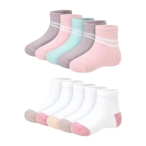 Hanes Baby Ankle and Low Cut Socks, 12-pack, Pure Comfort Socks for Infant & Toddler Girls and Boys - Organic Cotton Blend - Hanes