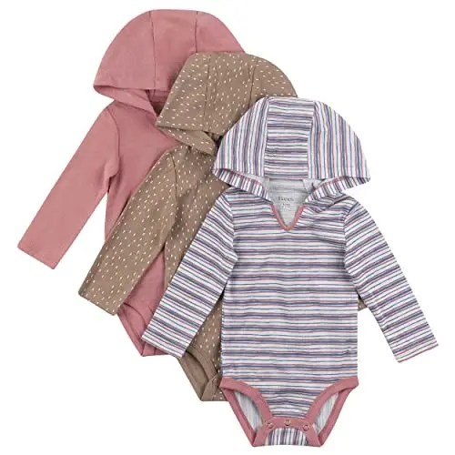 Hanes Baby uzun yengli bodisi, Ultimate Bodysuit Hoodie o'g'il bolalar va qizlar, 3 dona - 1