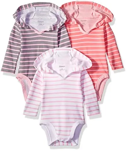 Hanes Baby uzun yengli bodisi, Ultimate Bodysuit Hoodie o'g'il va qizlar, 3 dona - HANES