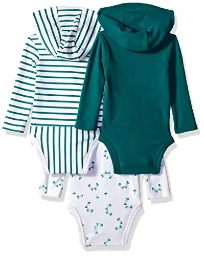 Hanes Baby Long Sleeve Bodysuit, Ultimate Bodysuit Hoodie Boys & Girls, 3-pack - HANES (1)