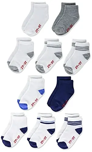 Hanes Baby and Toddler, Non-Slip Grip Ankle Socks, Boys' and Girls', Multipacks 