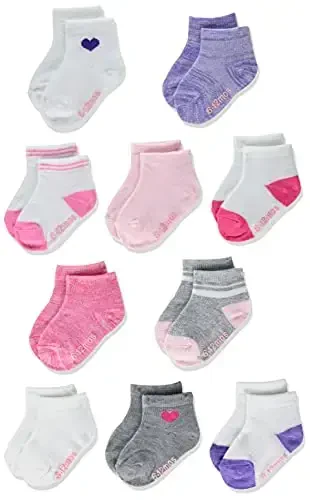 Hanes Baby and Toddler, Non-Slip Grip Ankle Socks, Boys' and Girls', Multipacks 