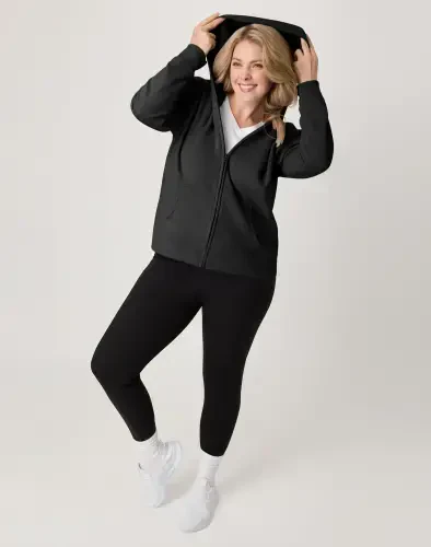 Hanes EcoSmart Women's Full-Zip Fleece Hoodie Ebony XL- - HANES (1)