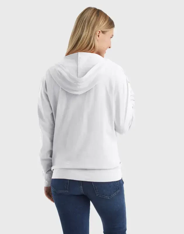 Hanes Women's Slub Jersey Full Zip Hoodie White S- - 3