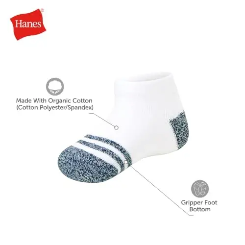Hanes Toddler Low-Cut Socks Pack - 10-Pack Pure Comfort for & Organic Cotton Blend - 3