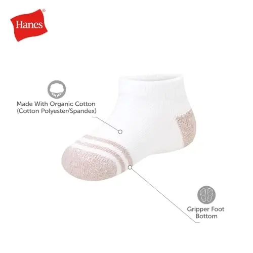 Hanes Toddler Low-Cut Socks Pack - 10-Pack Pure Comfort for & Organic Cotton Blend - 3