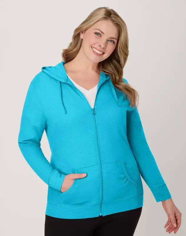 Hanes Women's Athleisure Slub Jersey Full-Zip Hoodie, S-XXL o'lchamlar - 5