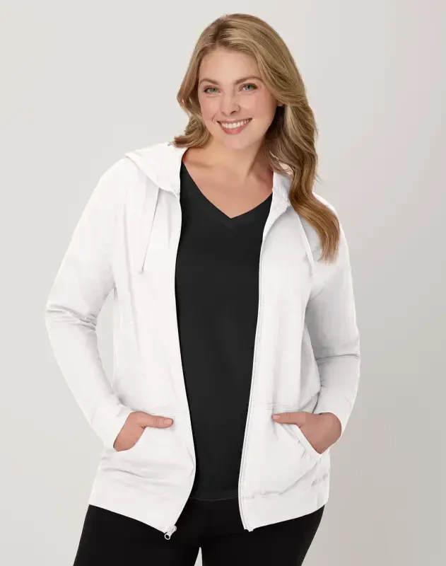 Hanes Women's Athleisure Slub Jersey Full-Zip Hoodie, Sizes S-XXL - 1