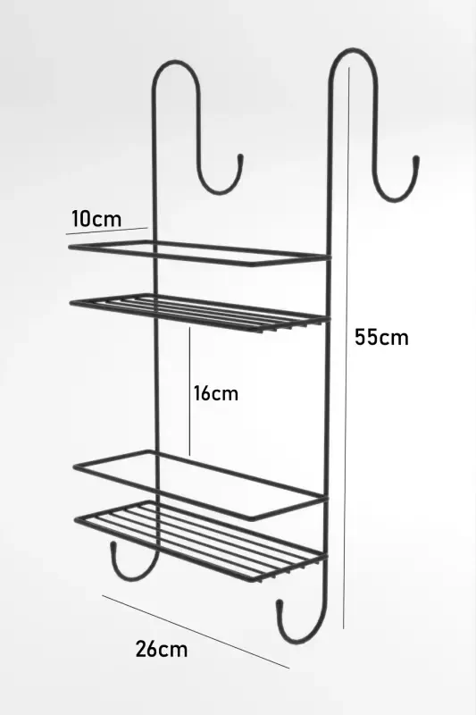 Hangable Luxury Bathroom Shelf with Hooks Shampoo Holder Stainless Steel Shower Cabin Shelf No Drilling Hanging Shower Shelf - 5