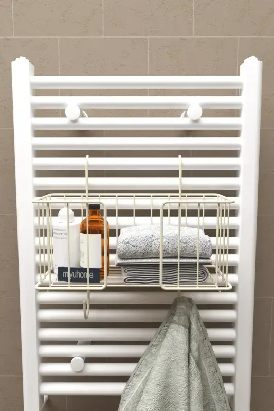 Hanging Towel Organizer Towel Rack Bathroom Organizer Towel Drying Hanging Towel Basket BEIGE - 2