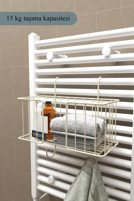 Hanging Towel Organizer Towel Rack Bathroom Organizer Towel Drying Hanging Towel Basket BEIGE - 3