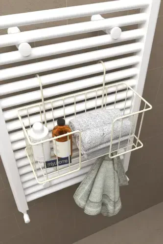 Hanging Towel Organizer Towel Rack Bathroom Organizer Towel Drying Hanging Towel Basket BEIGE - 4