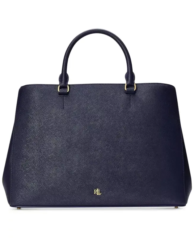 Hanna Large Crosshatch Leather Satchel Bag - Refined Navy - 1