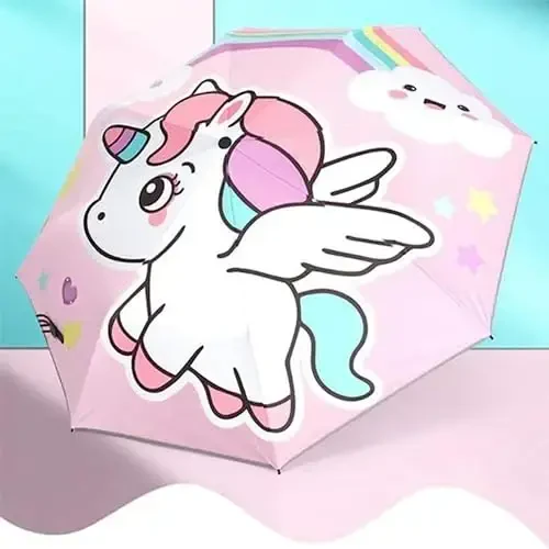 Hannstar Automatic Kids Umbrella, Folding Telescopic Toddler Umbrella for girls & boys, UV/Sun Protection - Strong and Portable - Compact, Durable, Lightweight Cute Kitty Brolly - 4