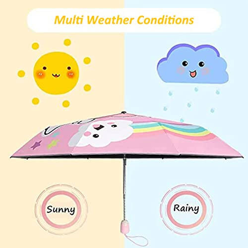 Hannstar Kids Folding Umbrella, Strong and Portable - Wind Resistant, Anti-UV Compact Durable Umbrella, Auto Open/Close, Lightweight Backpack Cute Umbrella for girls & boys - 3