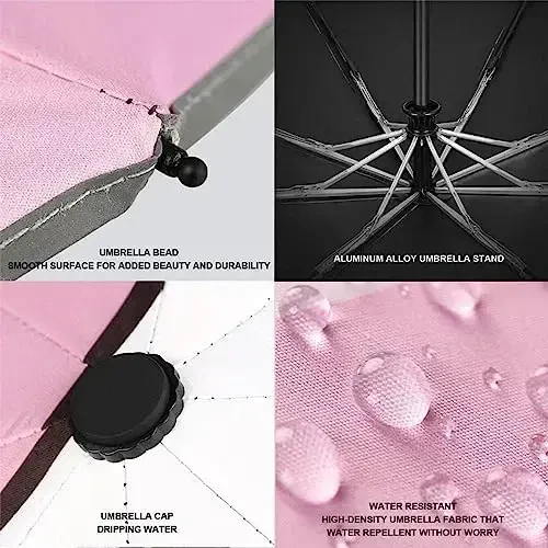 Hannstar Automatic Kids Umbrella, Folding Telescopic Toddler Umbrella for girls & boys, UV/Sun Protection - Strong and Portable - Compact, Durable, Lightweight Cute Kitty Brolly - 4